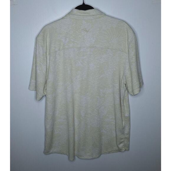 Tommy Bahama Camp Shirt XL Neutral Hibiscus Tencel Button Front Short Sleeve - Picture 7 of 7
